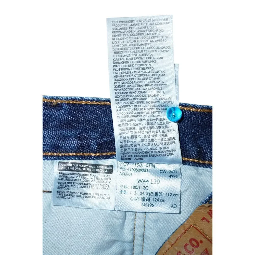 Levi’s 501 Button Fly Jeans – W44 L30 – Classic Fit Straight Leg – Medium Denim